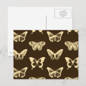Butterfly sketch, beige op chocoladebruin briefkaart (Voorkant / Achterkant)