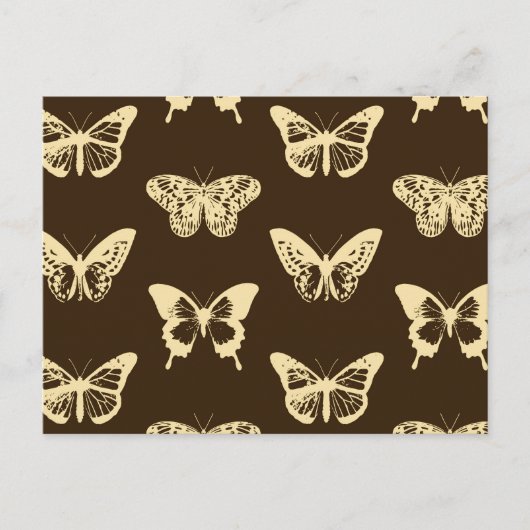 Butterfly sketch, beige op chocoladebruin briefkaart (Voorkant)
