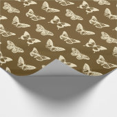 Butterfly sketch, beige op chocoladebruin cadeaupapier (Hoek)