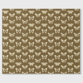 Butterfly sketch, beige op chocoladebruin cadeaupapier (Vlak)