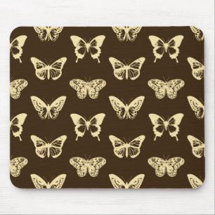 Butterfly sketch, beige op chocoladebruin muismat