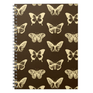 Butterfly sketch, beige op chocoladebruin notitieboek
