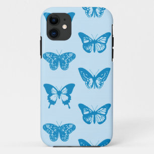 Butterfly sketch, cerulean and sky blue iPhone 11 hoesje