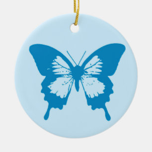 Butterfly sketch, cerulean and sky blue keramisch ornament