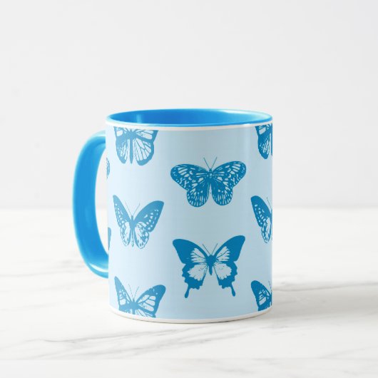 Butterfly sketch, cerulean and sky blue mok (Voorkant links)