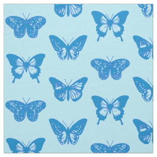 Butterfly sketch, cerulean and sky blue stof