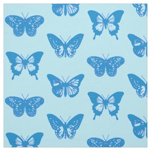 Butterfly sketch, cerulean and sky blue stof (Swatch)