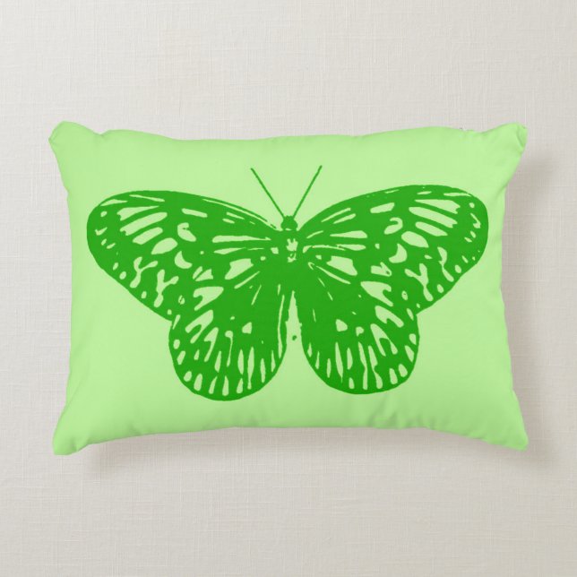 Butterfly sketch, kalkgroen accent kussen (Voorkant)