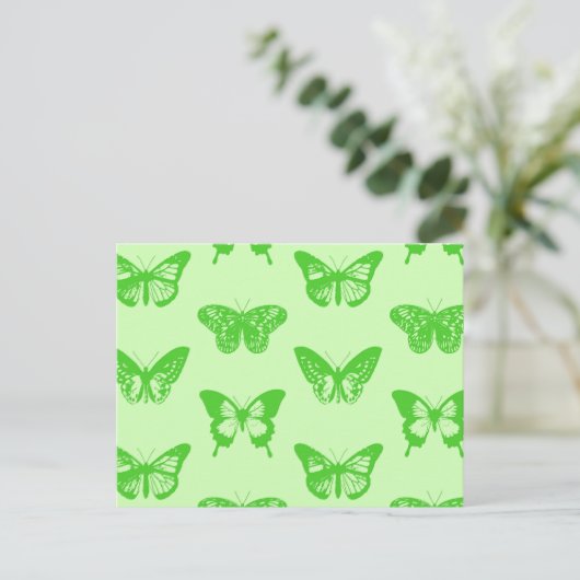 Butterfly sketch, kalkgroen briefkaart (Staand voorkant)