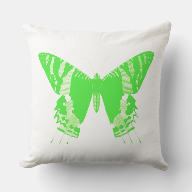 Butterfly sketch, kalkgroen kussen (Voorkant)