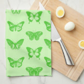 Butterfly sketch, kalkgroen theedoek (Quarter Fold)