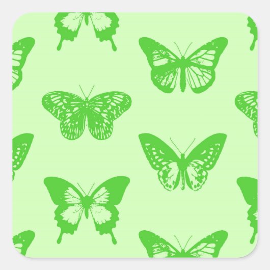Butterfly sketch, kalkgroen vierkante sticker (Voorkant)