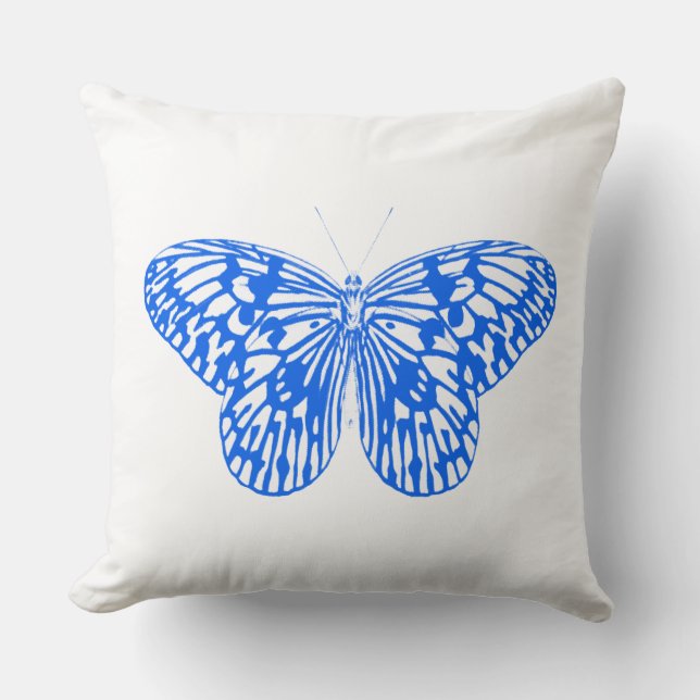 Butterfly sketch, kobaltblauw kussen (Voorkant)
