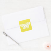 Butterfly sketch, mosterdgeel en wit vierkante sticker (Envelop)