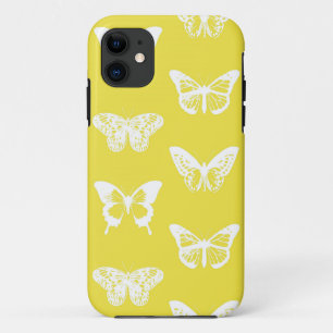 Butterfly sketch, mosterdgoud en wit iPhone 11 hoesje