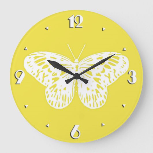 Butterfly sketch, mosterdgoud en wit grote klok (Voorkant)