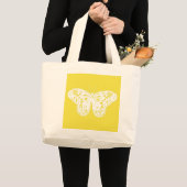Butterfly sketch, mosterdgoud en wit grote tote bag (Voorkant (product))