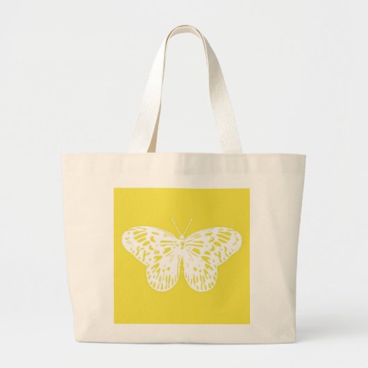 Butterfly sketch, mosterdgoud en wit grote tote bag (Voorkant)
