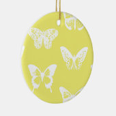 Butterfly sketch, mosterdgoud en wit keramisch ornament (Rechts)