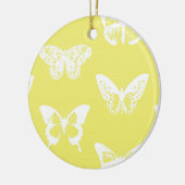 Butterfly sketch, mosterdgoud en wit keramisch ornament (Links)