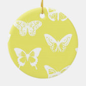 Butterfly sketch, mosterdgoud en wit keramisch ornament (Achterkant)