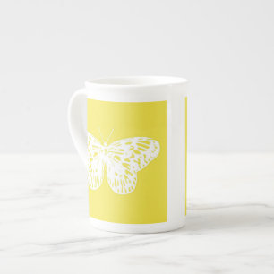 Butterfly sketch, mosterdgoud en wit porselein kop
