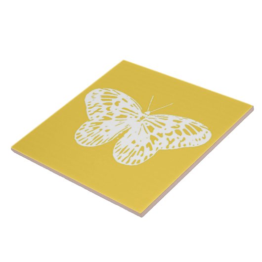 Butterfly sketch, mosterdgoud en wit tegeltje (Zijkant)