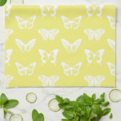 Butterfly sketch, mosterdgoud en wit theedoek (Gevouwen)