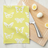 Butterfly sketch, mosterdgoud en wit theedoek (Quarter Fold)