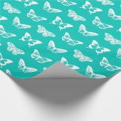 Butterfly sketch, turquoise en white cadeaupapier (Hoek)