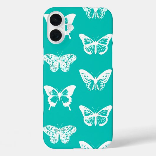Butterfly sketch, turquoise en white Case-Mate iPhone case (Achterkant)