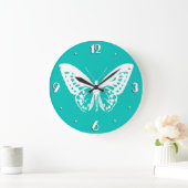 Butterfly sketch, turquoise en white grote klok (Huis)