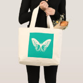 Butterfly sketch, turquoise en white grote tote bag (Voorkant (product))