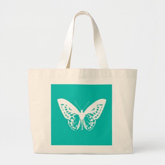 Butterfly sketch, turquoise en white grote tote bag (Voorkant)