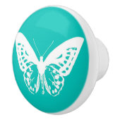 Butterfly sketch, turquoise en white keramische knop (Rechts)