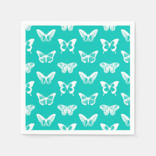 Butterfly sketch, turquoise en white servet
