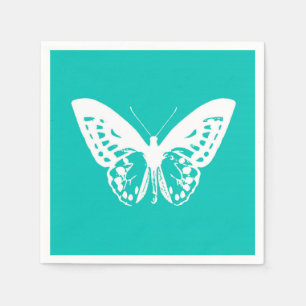 Butterfly sketch, turquoise en white servetten