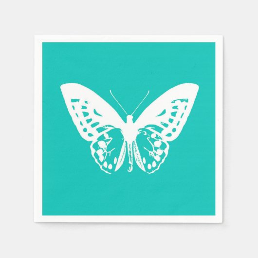 Butterfly sketch, turquoise en white servetten (Voorkant)