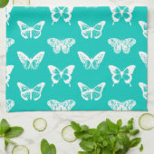 Butterfly sketch, turquoise en white theedoek (Gevouwen)