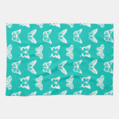 Butterfly sketch, turquoise en white theedoek (Horizontaal)