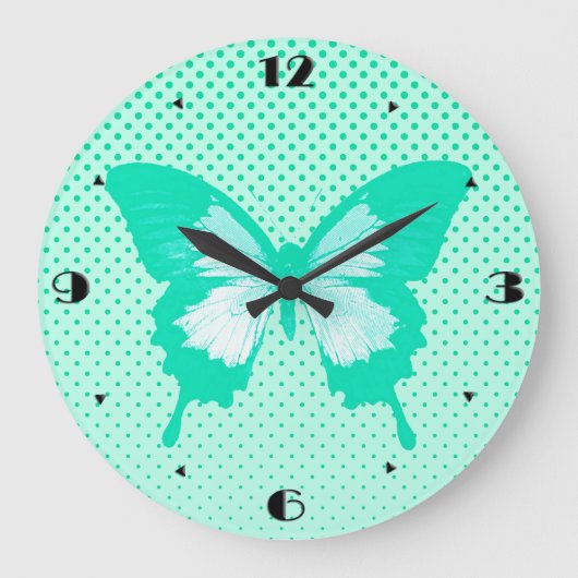 Butterfly sketch, turquoise grote klok (Voorkant)