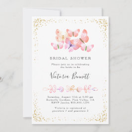 Butterfly Skies Coral Gold Confetti Vrijgezellenfe Kaart