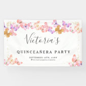 Butterfly Skies Coral Pink Gold Butterflies Spandoek (Horizontaal)