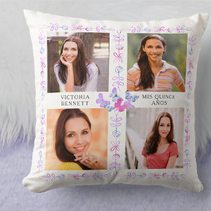 Butterfly Skies roze Butterflies 4 Foto Collage Kussen