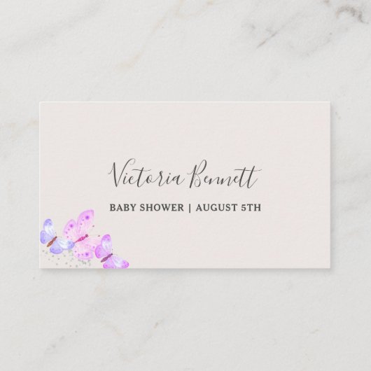 Butterfly Skies roze Butterflies Diaper Raffle Informatiekaartje (Achterkant)