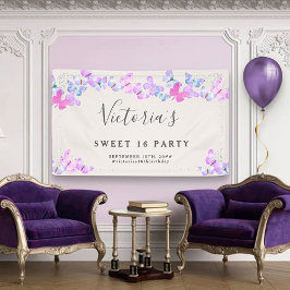 Butterfly Skies roze Waterverf Butterflies Spandoek