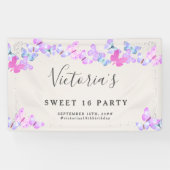 Butterfly Skies roze Waterverf Butterflies Spandoek (Horizontaal)