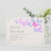Butterfly Skies Roze Zilver Confetti Sweet 16 Kaart (Staand voorkant)