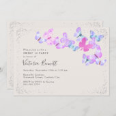 Butterfly Skies Roze Zilver Confetti Sweet 16 Kaart (Voorkant / Achterkant)