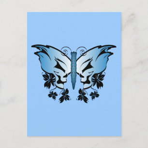 Butterfly Skull - Blue Briefkaart
